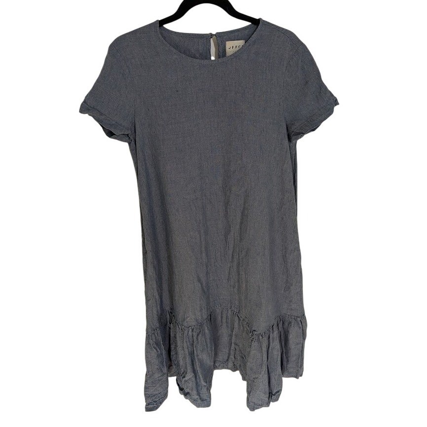 Offon Clothing Linen Handmade Ethical Loose Summer Frill Dress Short Sleeve